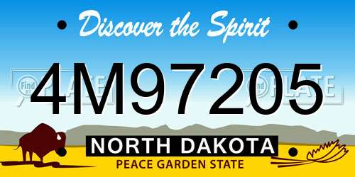 4M97205 North Dakota License Plate