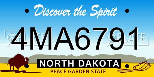 4MA6791 North Dakota License Plate