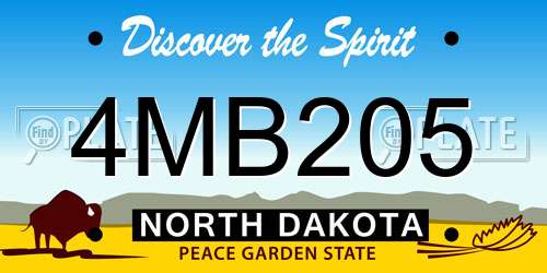 4MB205 North Dakota License Plate