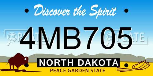 4MB705 North Dakota License Plate
