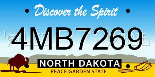 4MB7269 North Dakota License Plate