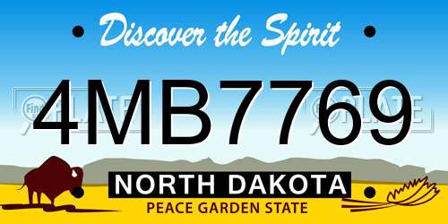 4MB7769 North Dakota License Plate