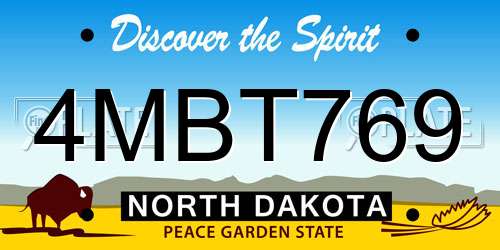 4MBT769 North Dakota License Plate