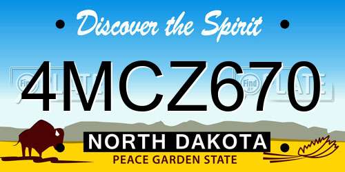 4MCZ670 North Dakota License Plate