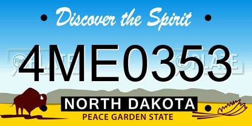 4ME0353 North Dakota License Plate