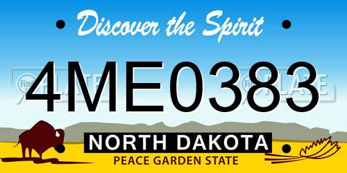4ME0383 North Dakota License Plate