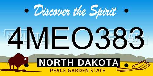 4MEO383 North Dakota License Plate