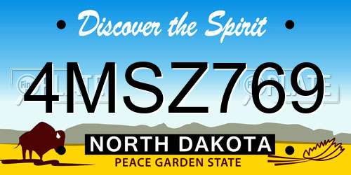 4MSZ769 North Dakota License Plate