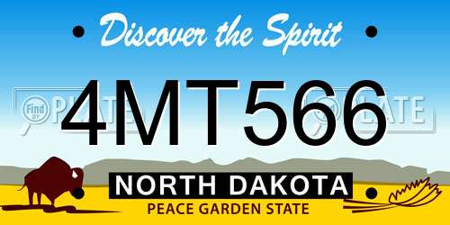 4MT566 North Dakota License Plate