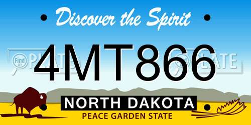 4MT866 North Dakota License Plate