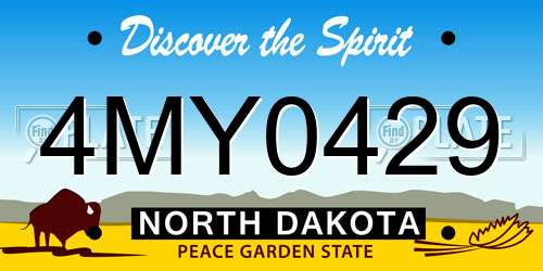 4MY0429 North Dakota License Plate