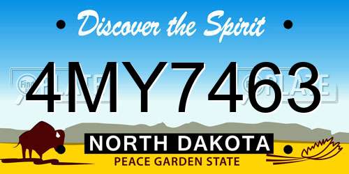 4MY7463 North Dakota License Plate