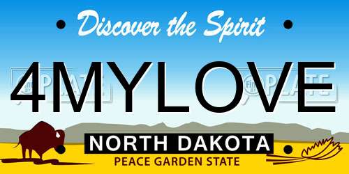 4MYLOVE North Dakota License Plate