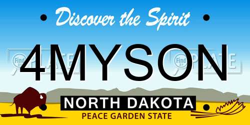 4MYSON North Dakota License Plate