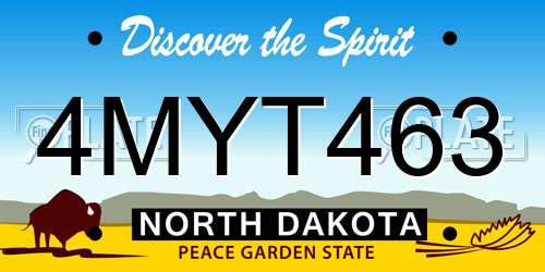 4MYT463 North Dakota License Plate