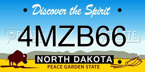 4MZB66 North Dakota License Plate