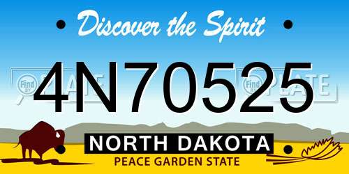 4N70525 North Dakota License Plate