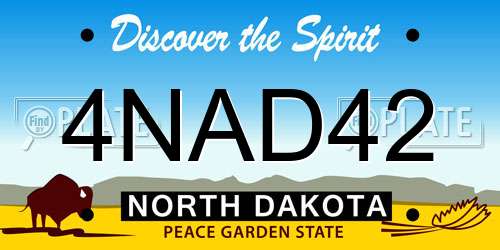 4NAD42 North Dakota License Plate