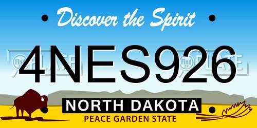 4NES926 North Dakota License Plate
