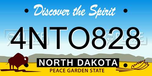 4NTO828 North Dakota License Plate