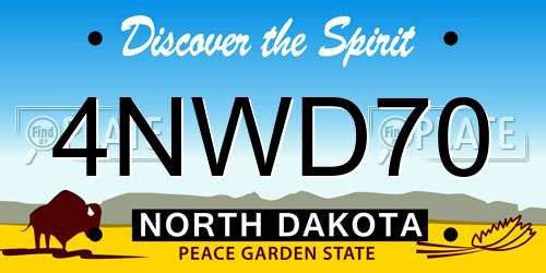 4NWD70 North Dakota License Plate