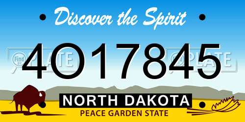 4O17845 North Dakota License Plate