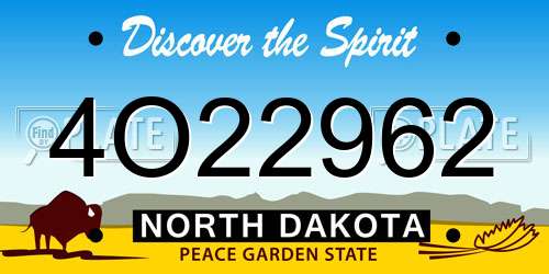 4O22962 North Dakota License Plate