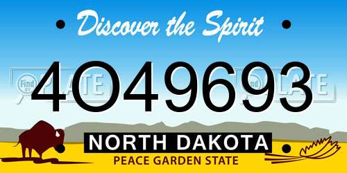 4O49693 North Dakota License Plate