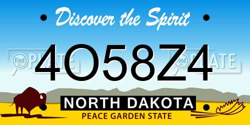 4O58Z4 North Dakota License Plate