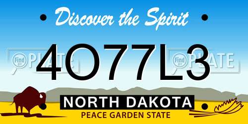 4O77L3 North Dakota License Plate