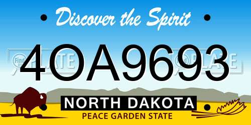 4OA9693 North Dakota License Plate