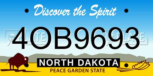 4OB9693 North Dakota License Plate