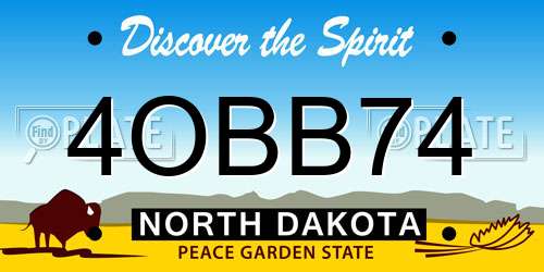 4OBB74 North Dakota License Plate