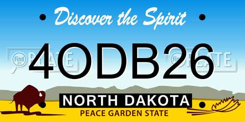 4ODB26 North Dakota License Plate