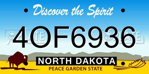 4OF6936 North Dakota License Plate