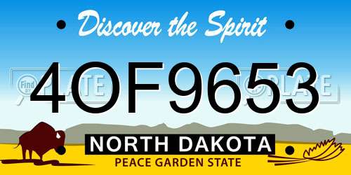 4OF9653 North Dakota License Plate