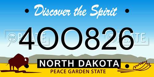 4OO826 North Dakota License Plate