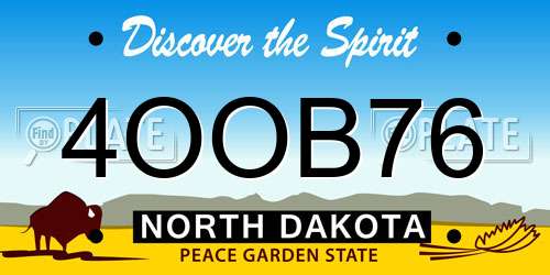 4OOB76 North Dakota License Plate