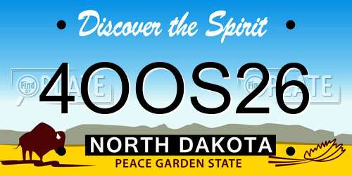 4OOS26 North Dakota License Plate