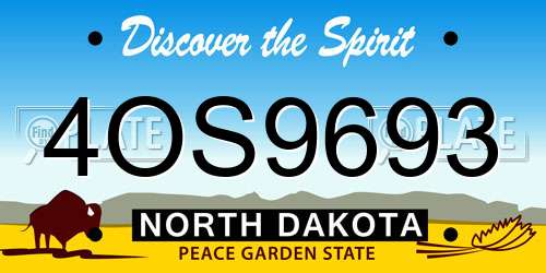 4OS9693 North Dakota License Plate