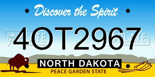 4OT2967 North Dakota License Plate