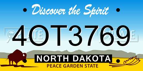 4OT3769 North Dakota License Plate