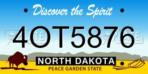 4OT5876 North Dakota License Plate