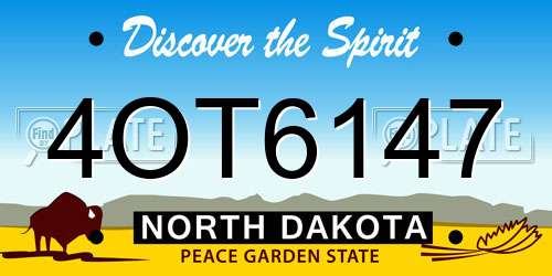 4OT6147 North Dakota License Plate