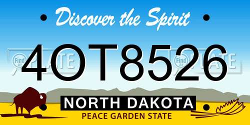 4OT8526 North Dakota License Plate
