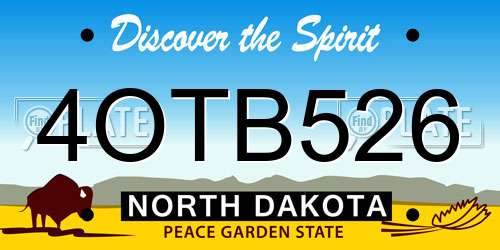 4OTB526 North Dakota License Plate