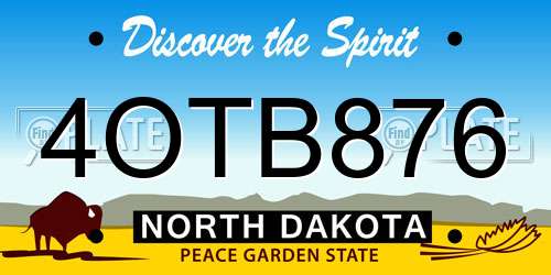 4OTB876 North Dakota License Plate
