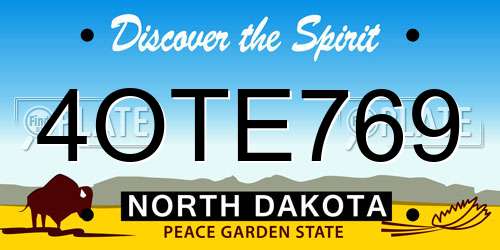 4OTE769 North Dakota License Plate