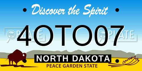 4OTO07 North Dakota License Plate
