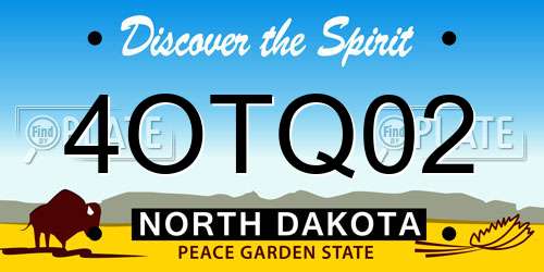4OTQ02 North Dakota License Plate